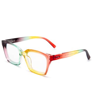 Amorays reading glasses Oversize Square Frame Vintage with anti-light blue lentils zipper spring glasses presbypia readers for women men 6561new +1.50