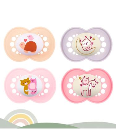 MAM Original Pacifier // "Skin Soft" Silicone // My Girl // Pacifier 6-16 // Set of 4 // incl. 2 sterilization transport boxes