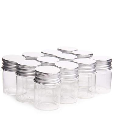 12 Pcs Empty Clear Glass Bottles with Screw Aluminum Cap Mini Container Jars for Essential Oil Powders Cream Ointments Grease Cosmetic Makeup Sample(15ml)