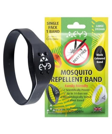 THEYE Mosquito Repellent Bracelet - Anti Mosquito Bracelet for Adults - 100% Natural Deet Free Mosquito Repellent Bands - Provides Up to 2 Weeks Protection - Large Black Wristband