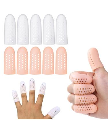 TorSor 10 Pack Finger Cots Soft Breathable Fingers Protector Support Toe Protection Sleeve Covers Caps Tips for Hand Foot Care Pain Relief Blister Eczema Trigger Cracking