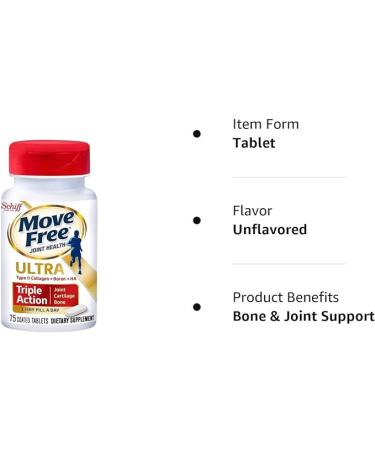  Move Free Type II Collagen, Boron & HA Ultra Triple Action  Tablets, Move Free (75 Count In A Bottle) 1 ea : Health & Household