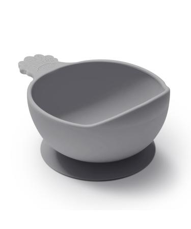 Nana's Manners Silver Silicone Suction Bowl Stage 1 for Babies Ages 4 Months and up. Features Scoop Lip Handle and Suction pad with Pull-tab for Easy Removal. BPA-Free.