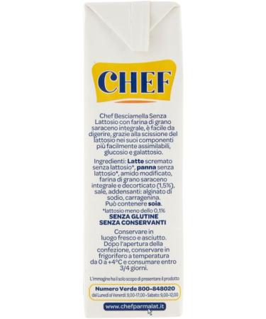 Italian Gourmet E.R. 3 x Panna Chef Besciamella intgrale Senza Lattosio Whole wheat bechamel with whole wheat flour lactose free 500ml - Buy Online on GoSupps.com