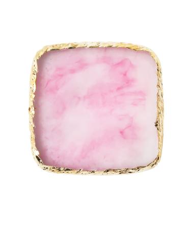 1pc Square Resin Nail Art Painting Gel Palette Golden Edge Polish Agate Mix Stir Crystal Resin Stone Plate Manicure Accessory DIY Tool Pink Manicure accessory