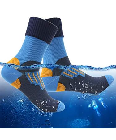 RANDY SUN Waterproof Socks, Unisex Hiking Wading Trail Running Kayaking Crew Socks 1 Pair-blue Medium
