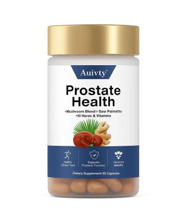 Auivty Prostate Health Supplement Saw Palmetto Nettle & Plant Sterols Supports Prostate & Urinary Health with Turmeric Zinc & Magnesium 90 Vegan Capsules Non-GMO