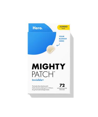 Mighty Patch Invisible+ Patch The Barely-There Daytime Hydrocolloid Acne Pimple Patch for Covering Zits and Blemishes Tapered Edges Designed to Blend Into Skin (72ct) 72 Count
