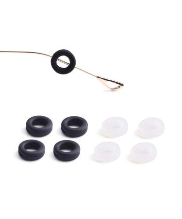 Silicone glasses ear hooks anti-slip hooks for glasses frame soft comfortable temple tip holder ring glasses accessories pack with 4 pairs (2 transparent 2 black)