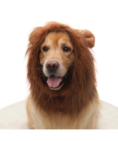 Lion Mane For Dog Realistic Black Lion Mane For Dog Comfortable Fancy Lion Hair Dog Clothes Dress For Halloween Christmas Easter Festival Party Activity Dogs Cosplay Dress Up (Dark Brown M) M Dark Brown