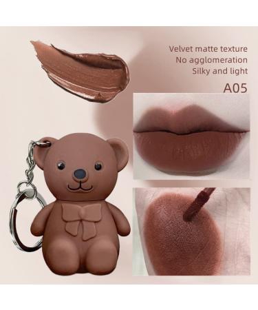 6Pcs 2 in 1 Bear Keychain Lipsticks Set - Waterproof Velvet Matte Lipstick & Lip Gloss for Long-Lasting Beauty Makeup - Ideal for Office Lady - Cute Bear Design - Buy Online on GoSupps.com