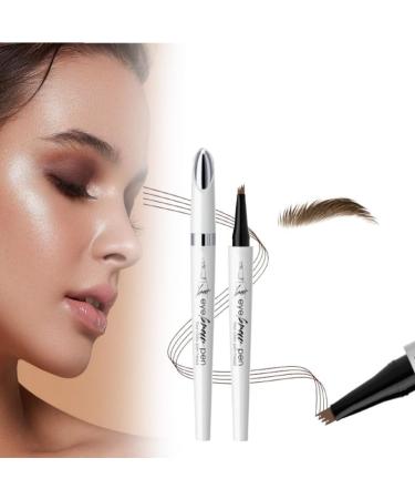 2024 New Magical Precise Waterproof Brow Pen - 4 Tip Eyebrow Pencil Contouring Pen 3D Waterproof Microblading Eyebrow Pencil Natural Looking Long-Lasting Fine Stroke Magic Eyebrow Pencil (Light Brown)