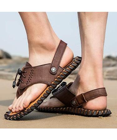 Creev Men's Leather Sandals - Summer Outdoor Flip Flops & Plus Size Slippers (Size 45 & B 40) - Comfortable Beach Shoes - Buy Online on GoSupps.com