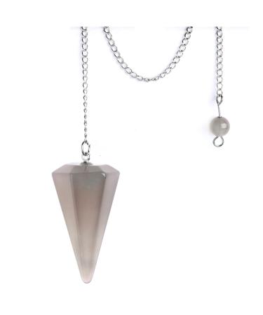 Seven Chakra Beads and Pendulum Natural Gemstones for Meditation Yoga Divination (Gray Agate)