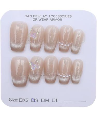ieron Cat Eyes Cured Nail Wraps Self-Adhesive Gel Nail False Nails with Butterfly Removable Glue on Nails for Girls Glitter Nail Tips (S) - Buy Online on GoSupps.com