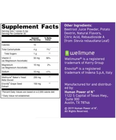 humanN SuperBeets Immune with Grape Seed Extract - Boost Immunity and Defense | Wellmune Beta Glucans, Vitamin C | Cranberry Cherry Flavor - 5.5oz - Buy Online on GoSupps.com