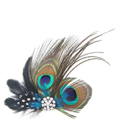 Beavorty U154-1 Peacock Feathery Hair Clip Cute Retro Carnival Party Hairpin Flapper Costume Beautiful Decor Hair Clip Hair Pin for Party Wedding Performance