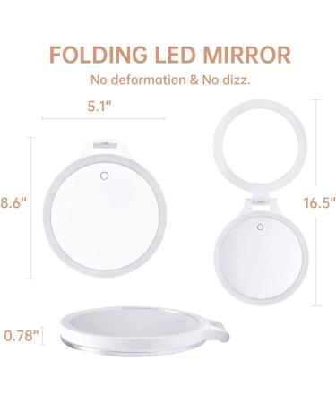 Foldable Double Sided Tabletop Mirror - Rechargeable Lighted Magnifying 10X and 1X Mirror with 3 Colors Light - Adjustable Foldable Handle for Makeup/Travel - 07x08inches - Buy Online on GoSupps.com