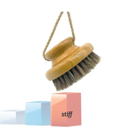 Body Dry Brush HONOMA Natural Bristle Dry Skin Exfoliating Brush Body Scrub scrubber for Wet or Dry Brushing Lymphatic Drainage and Blood Circulation Improvement. (SISAL HORSEHAIR) STIFF