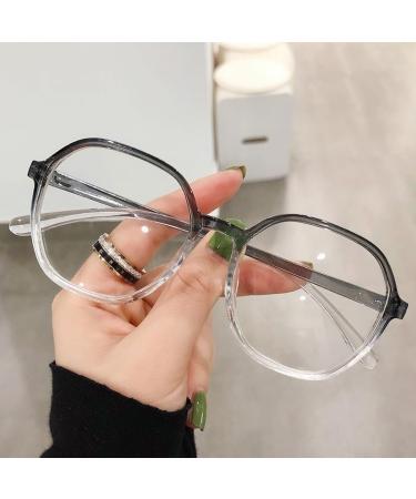 PARWANA Blue Light Blocking Anti Eye Strain Unbreakable Computer Readers Round Reading Glasses Eyeglasses Flat Light Mirror +150 Clear-gray