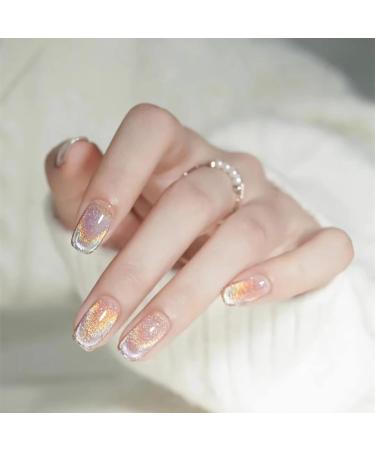BABALAL Pink Chrome Square Press on Nails - Medium Fake Acrylic Squoval Nails for Women and Girls | BBFNB03 - Buy Online on GoSupps.com