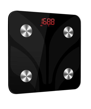 Digital Bathroom Scales for Body Weight: Weighing Scale Electronic Bath Scales with High Precision Sensors and Tempered Glass for People, LED Display, Step-On, 400lb/180kg