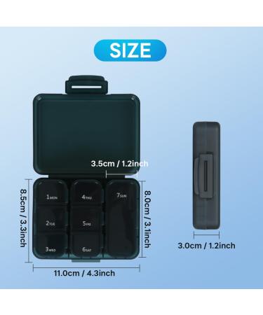 Portable Small Pill Box | Travel 7 Compartment Daily Pill Organizer for Medicines Vitamins & Fish Oil Blue - Buy Online on GoSupps.com