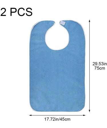 2 Pcs Adult Bibs for Men Women Adult Bibs Washable Clothing Protectors Adult Bibs Waterproof Bibs for Elderly Adults Blue - Buy Online on GoSupps.com
