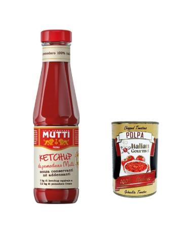 Italian Gourmet E.R. Mutti Italian Tomato Ketchup in Glass 100% Italian Tomato Ketchup 340g Glass Jar + 400g Italian Gourmet Pulp