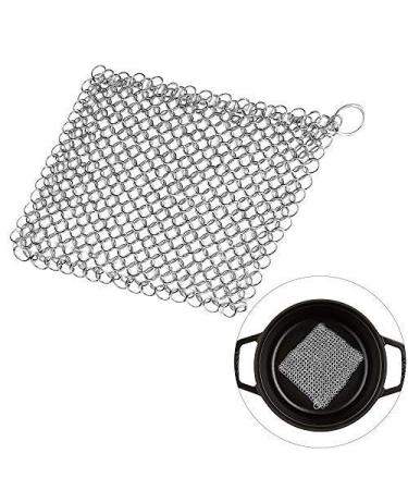Meeqiao cast iron cleaner stainless steel chain scrubber for frying pans grill pan Dutch stoves W scher Dutch oven or woke and more (10 * 10cm) 10 * 10cm