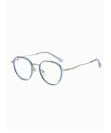 SERONI Metal Round Frame Blue Light Blocking Glasses for Women Men Anti UV Ray Computer Reading Glasses for Women Men Blue 48 Millimeters