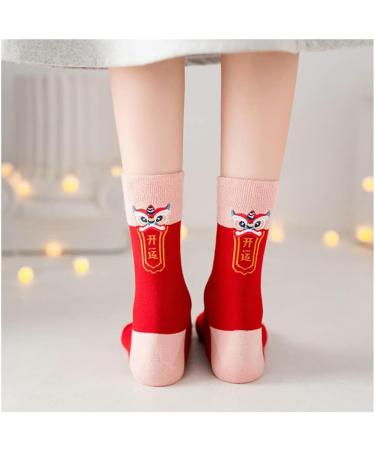 Chinese New Year Red Embroidered Socks - 4 Pairs for Men and Women | 2022 Year of the Natal | Couple Sports Socks 36-42 (4 Colors) - Buy Online on GoSupps.com