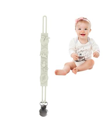 Anximt babies pacifier clip |Toy strap and clip for pacifiers and silicone toys-car seat toys bite ring harness stretchy seat belt for shopping carts children's beds high chairs gray pacifier chain made of silicone