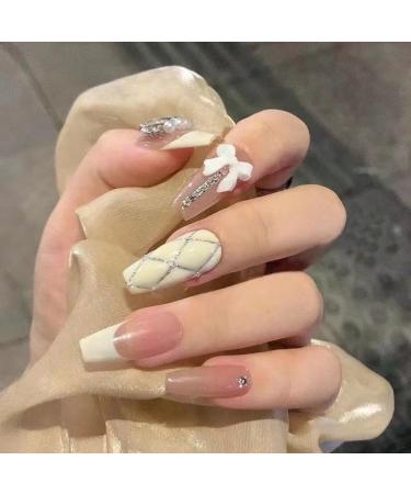 Temperament to Enhance The Nail Patch Nail wear a Brilliant Diamond Hand Patch French Bow Fake Nails Detachable (10-Piece) (Size : S) Small - Buy Online on GoSupps.com
