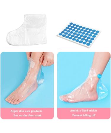 100Pcs Clear Plastic Disposable Booties for Foot with 100 Stickers for Snug Closure for Foot Pedicure Hot Spa Wax Treatment Foot - Buy Online on GoSupps.com