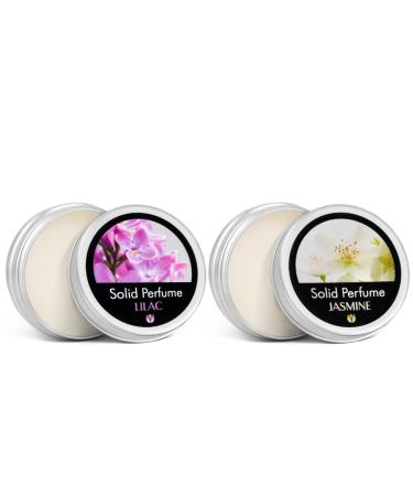 Flowerland Solid Perfumes Set Jasmine Lilac - Portable Pocket Balm Perfumes Perfect for Travel Use - Natural Fragrance Parfums for Men and Women - Natural & Vegan Jasmine-Lilac