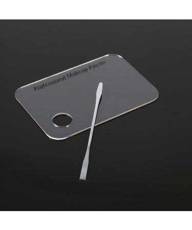 Acrylic Palette Spatula Clear Acrylic Makeup Nail Art Cosmetic Mixing Palette & Stainless Spatula Tool Set