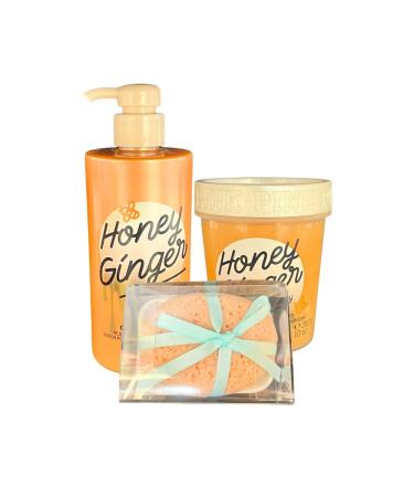 Victoria's Secret PINK Honey Ginger Gift Set - Body Lotion Body Scrub Sponge & Soap Tray - International Shipping Available - Buy Online on GoSupps.com