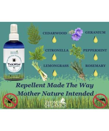 3 Moms TickWise Organic Tick & Insect Repellent | 8oz Extra Strength, DEET-Free | Plant Based Essential Oils | Safe for Kids, Adults, Dogs, Horses | 8 Fl Oz - Buy Online on GoSupps.com