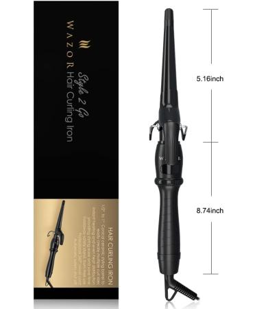 Wazor Ceramic 1-1/2" Tapered Hair Curler with Short Clip Fast Heat-up 9 Temp Setting Curling Wand for Long Lasting Curls or Waves Auto Shut Off LED Display and 2 Hair Clips - Buy Online on GoSupps.com