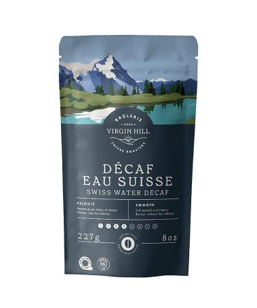 Virgin Hill Coffee - Swiss Water Decaf - Smooth Intensity & Medium Roast - Half Pound of High-Grade Coffee Beans - 8oz / 227 grams Whole Bean 8 oz. / 227 grams
