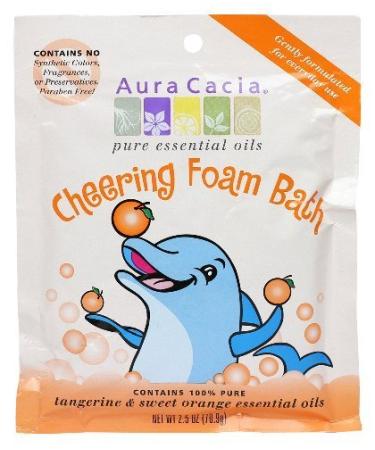 Aura Cacia Aromatherapy Foam Bath Cheering with Tangerine and Sweet Orange 2.5 Ounce Packet (Pack of 6)