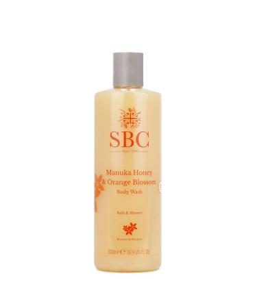 SBC Skincare Manuka Honey & Orange Blossom Body Wash 500ml - Luxury Shower Gel and Bubble Bath For All The Family
