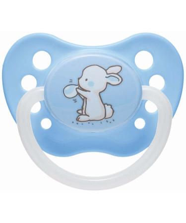 Canpol 23/262 Babies Little Cutie Symmetrical Silicone Pacifier with Bunny Print 6 to 18 Months Baby Blue