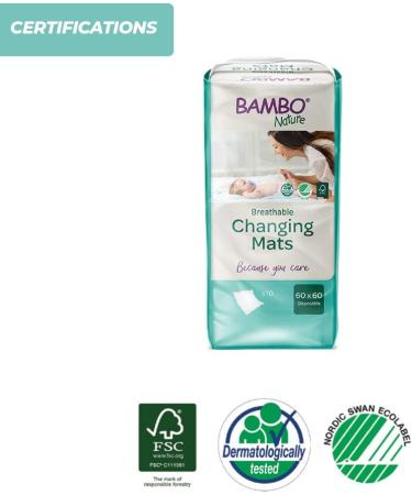 Bambo Baby Changing Mat Eco-Friendly Disposable Changing Mats Extra Soft For Comfort Ultra-Absorbent Disposable Changing Mats Leakage Protection Sustainably Sourced Changing Mats - 60x60cm 10PK 60 x 60cm - Buy Online on GoSupps.com
