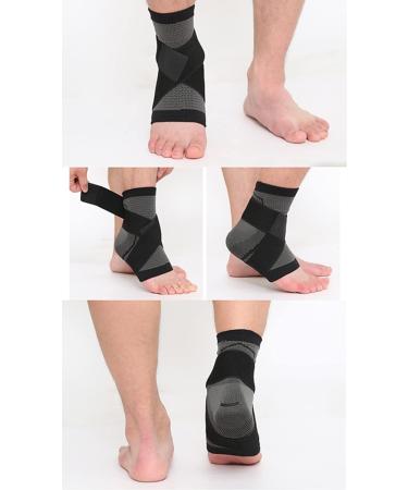 Ankle Support Brace | Adjustable Compression Wrap for Men & Women | Achilles Tendon & Plantar Fasciitis Relief | Black Medium - Buy Online on GoSupps.com