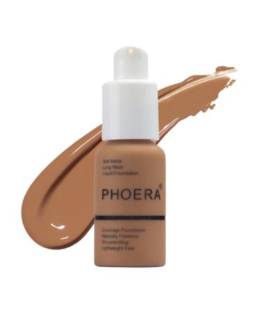 Aquapurity Phoera Full Coverage Foundation Soft Matte Oil Control Concealer 30ml Flawless Cream Smooth Long Lasting (109 MOCHA) 109 MOCHA 30 ml (Pack of 1)