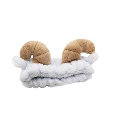 Toyvian Horn Headband Elastic Hairband Hair Band Hair Tie for Face Shower Makeup light blue