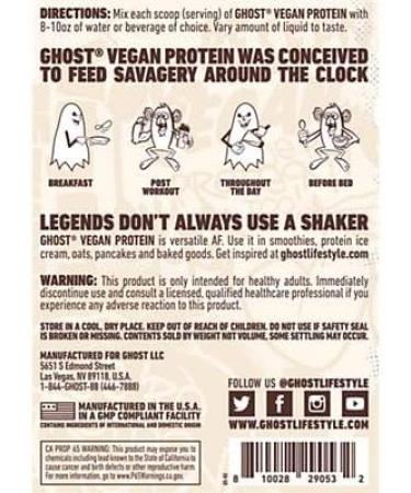 Ghost Vegan Protein - 2lbs 910g 28 Servings per Tub Gluten Free Soy Free Vegan Friendly 20+ Grams of Protein per Scoop Fully Disclosed Vegan Blend (Pancake Batter) 910 g (Pack of 1) - Buy Online on GoSupps.com