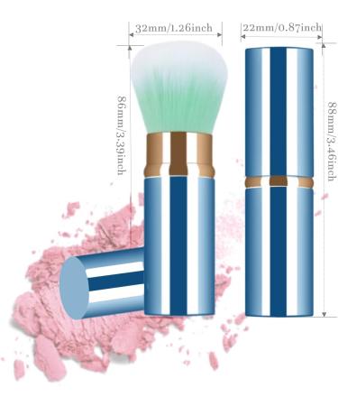 Retractable Telescopic Face Kabuki Brush - Blue | Portable Travel Makeup Brush for Powder, Foundation, Blush - Round Design - Buy Online on GoSupps.com